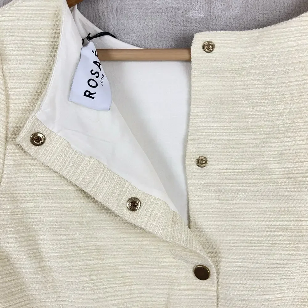 NWT Rosaé Paris Le Halévy Peplum Blouse Tweed Vanilla Size French 38 / US 6